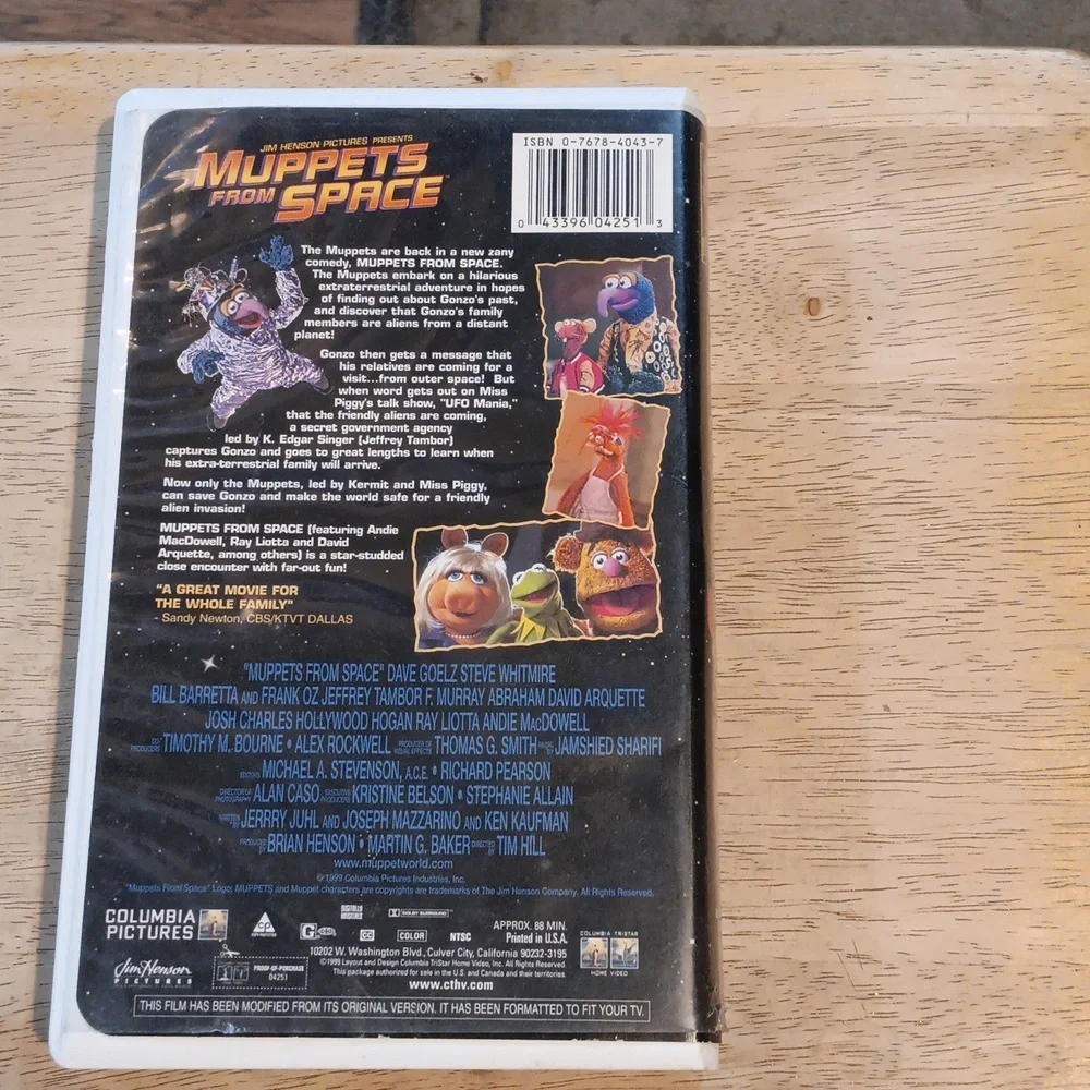 Muppets From Space VHS Tape